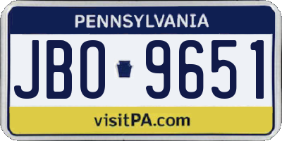 PA license plate JBO9651