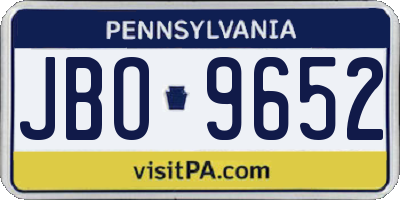 PA license plate JBO9652