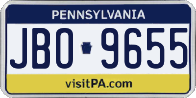 PA license plate JBO9655