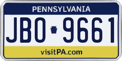 PA license plate JBO9661