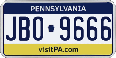 PA license plate JBO9666