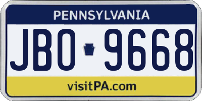 PA license plate JBO9668