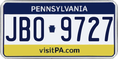 PA license plate JBO9727