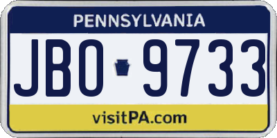 PA license plate JBO9733