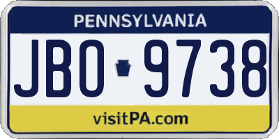 PA license plate JBO9738