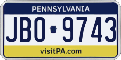 PA license plate JBO9743