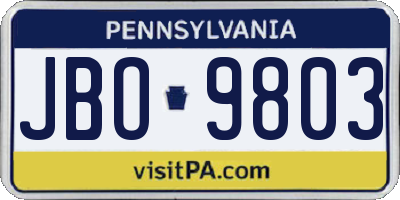 PA license plate JBO9803