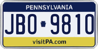 PA license plate JBO9810