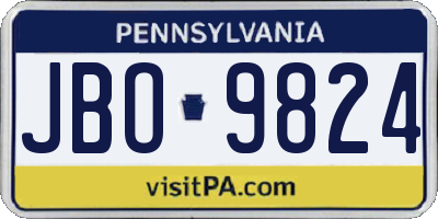 PA license plate JBO9824