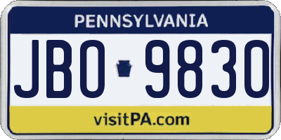 PA license plate JBO9830