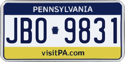 PA license plate JBO9831