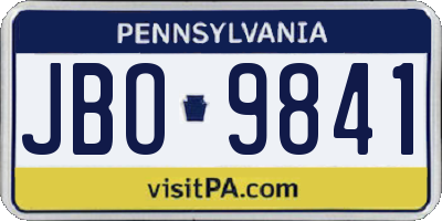 PA license plate JBO9841