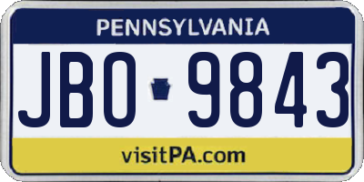 PA license plate JBO9843