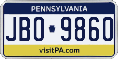 PA license plate JBO9860
