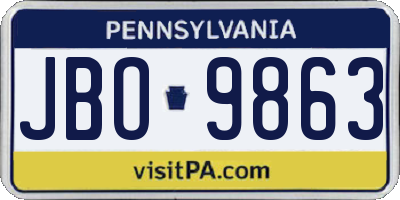 PA license plate JBO9863