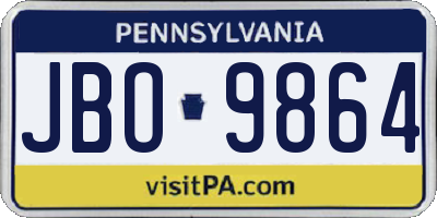 PA license plate JBO9864