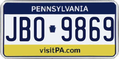 PA license plate JBO9869