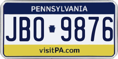 PA license plate JBO9876