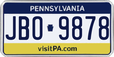 PA license plate JBO9878