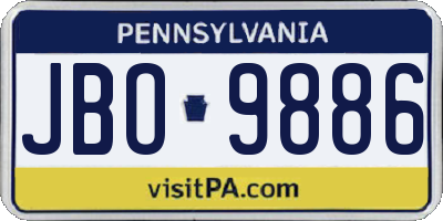 PA license plate JBO9886