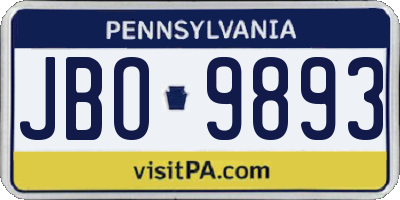 PA license plate JBO9893