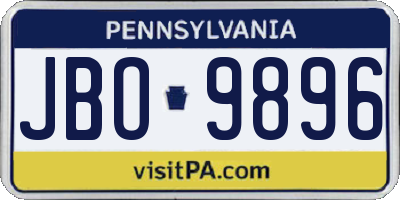 PA license plate JBO9896