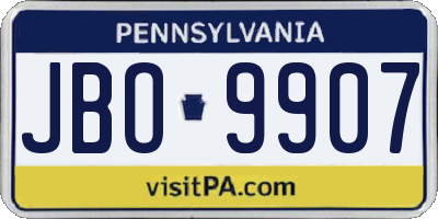 PA license plate JBO9907