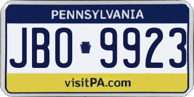 PA license plate JBO9923