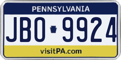 PA license plate JBO9924
