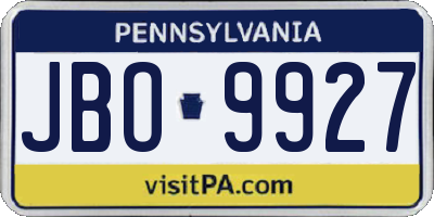 PA license plate JBO9927