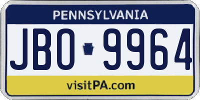 PA license plate JBO9964
