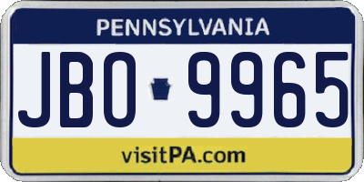 PA license plate JBO9965