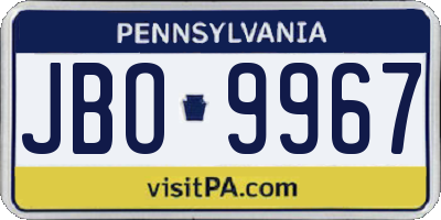 PA license plate JBO9967