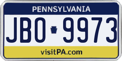 PA license plate JBO9973