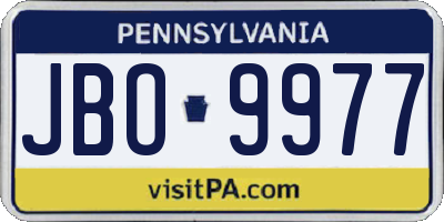 PA license plate JBO9977