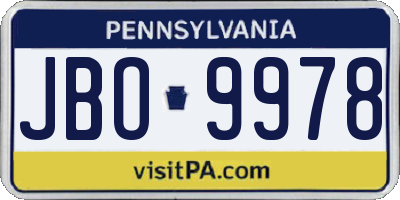 PA license plate JBO9978