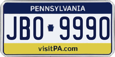 PA license plate JBO9990
