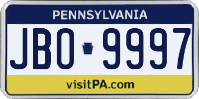 PA license plate JBO9997