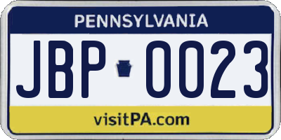 PA license plate JBP0023