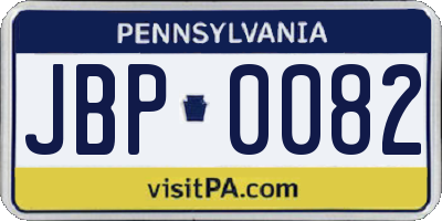 PA license plate JBP0082