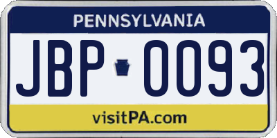 PA license plate JBP0093
