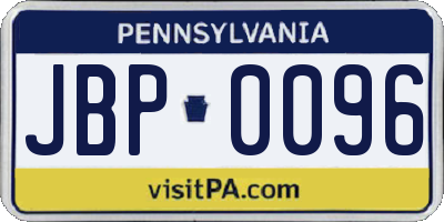PA license plate JBP0096