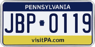 PA license plate JBP0119
