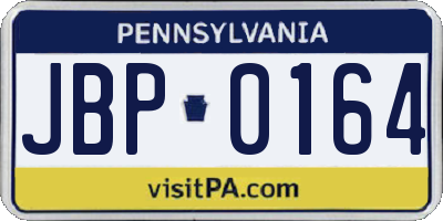PA license plate JBP0164