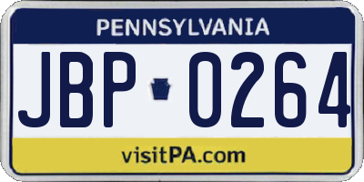 PA license plate JBP0264