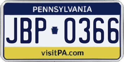 PA license plate JBP0366