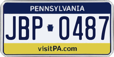 PA license plate JBP0487