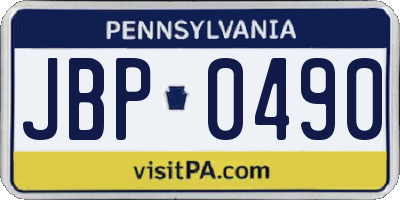 PA license plate JBP0490