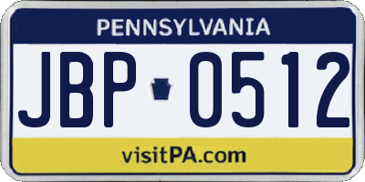 PA license plate JBP0512