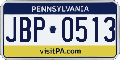 PA license plate JBP0513